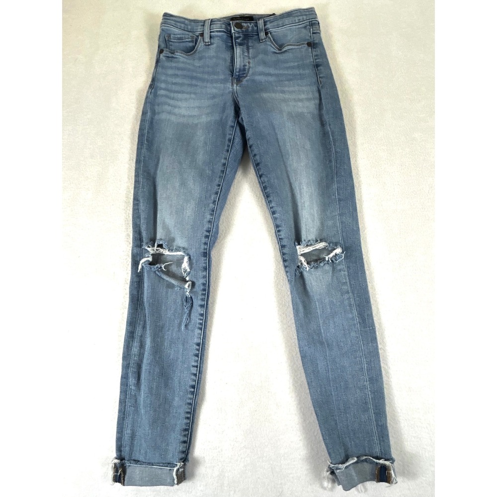 Banana Republic‎ Premium Denim MR Skinny Jeans 25 Emma Wash Ripped Distressed